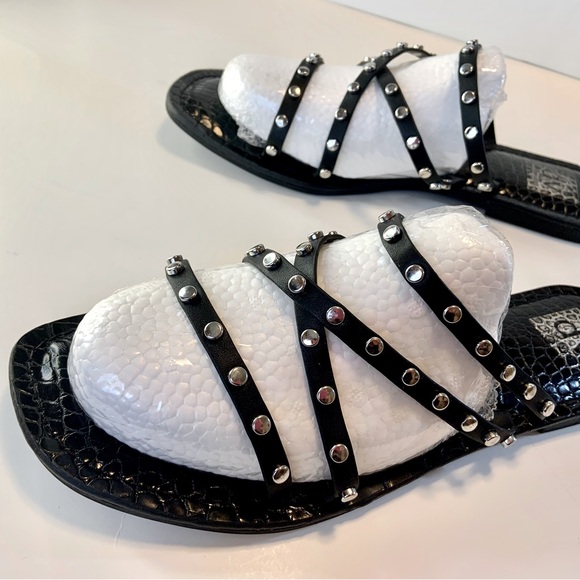 Dolce Vita Jaster Women’s Black with Silver Studs Strappy Flat Sandals Size 10 - Picture 11 of 15